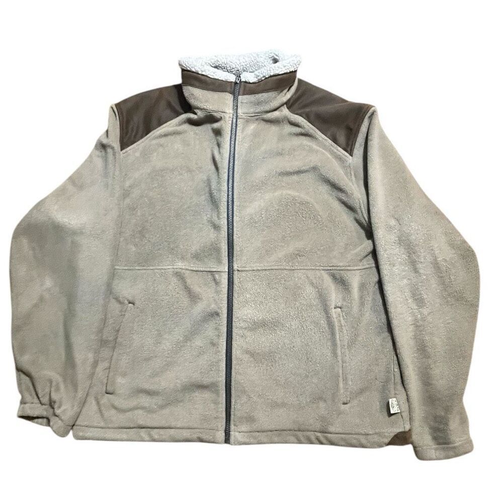 TAG Safari Tan Sherpa Accent Mens Zip Up Jacket Sz XL Preloved